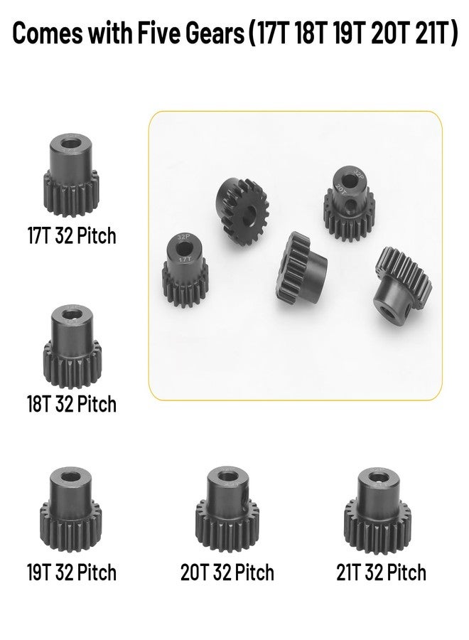 daitoku 32P 5mm Pinion Motor Gear Sets, daitoku 5PCS RC Pinion Gears 17T 18T 19T 20T 21T for HPI Kyosho Losi Axial Tamiya 1/8 1/10 RC Car - Image 5